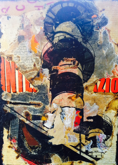 INTERZIO | Acrilico, collage, tecnica mista su legno | cm 72 x 52 | 2015