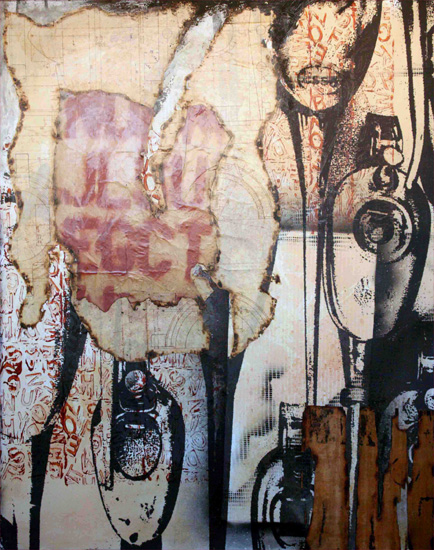 JL | Acrilico, collage, tecnica mista su tela  | cm 80 x 100  | 2009